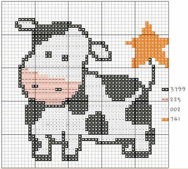 Схемы для детской вышивки: корова