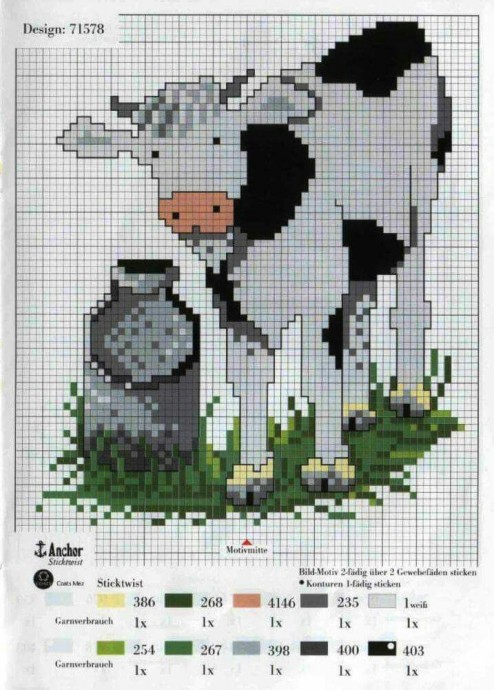 Схемы для детской вышивки: корова