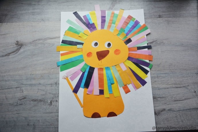 Львёнок из цветной бумаги