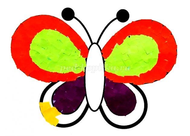 Обрывная аппликация из бумаги "Бабочка"
