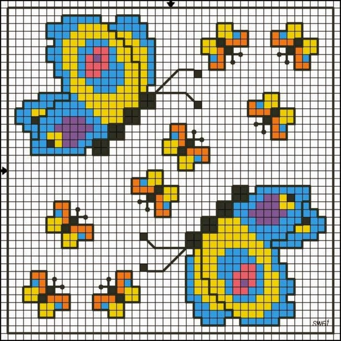 Схемы для детской вышивки: бабочки