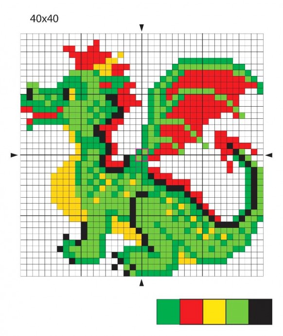 Схемы для детской вышивки: дракончик