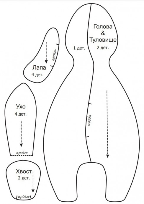 Зайка из ткани