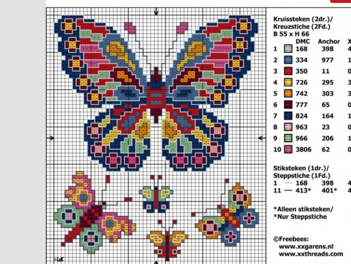 Схемы для детской вышивки: бабочки