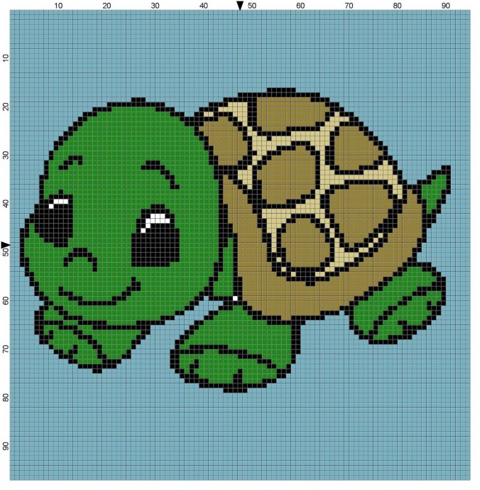 Схемы для детской вышивки: черепаха